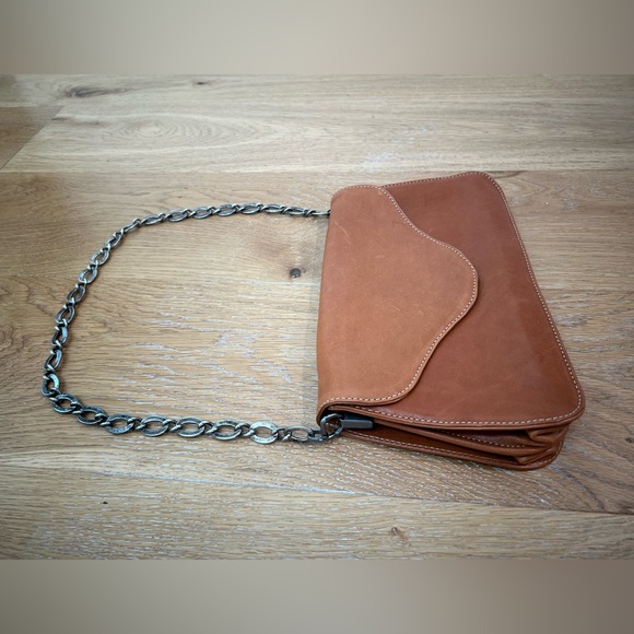 APC Paris leather bag purse with chain or as clutch tan brown - Picture 3 of 12